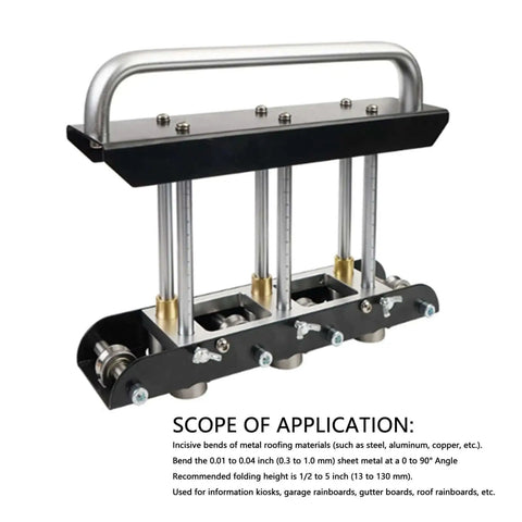 Three-Station Roller Bender For Sheet Metal 0.3-1.0 mm Folding 13-130 mm Bends 90 Degree Angle Standing Seam Roofing Tool
