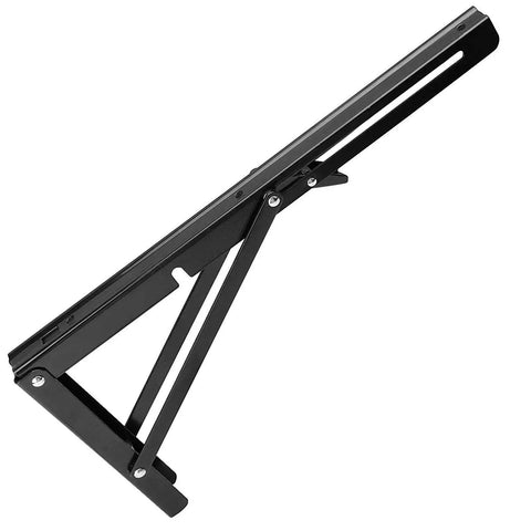 Heavy Duty 14 Inch Folding Shelf Brackets With 440 Lb Max Load For Wall Mounted Collapsible Shelves And Work Benches Locking Metal Brackets In Cold Rolled Steel With Brushed Finish Great For Garage Shop Or Kitchen Storage 4 Pack ZoenHou side view