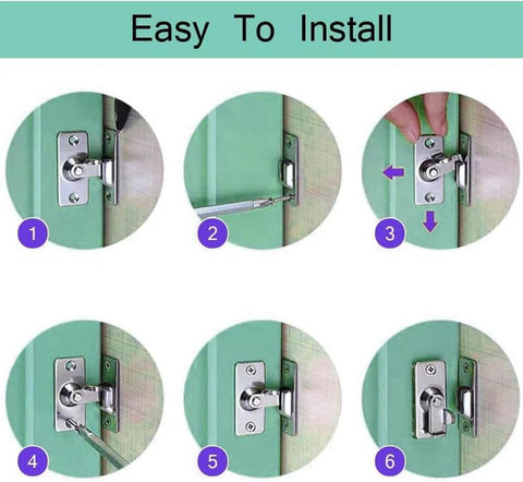 Installation steps for Two Pack 90 Degree Sliding Barn Door Privacy Lock With Right Angle Latch Cam Lock Stainless Steel