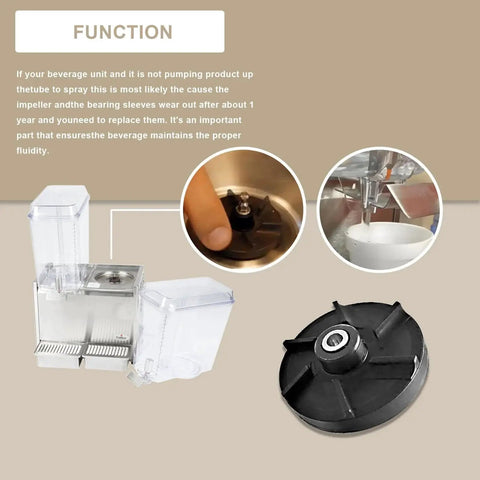 Direct Replacement Magnetic Impeller Kit With Bearing Sleeve For Commercial Beverage Dispensers installation and components