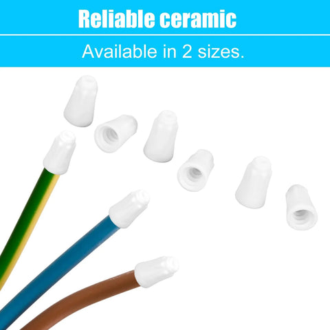 Ceramic wire connector caps, white porcelain insulated caps for electrical wiring, 30 pcs, small size.