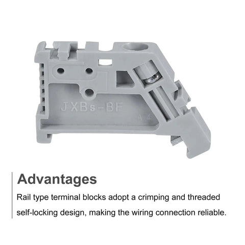 DIN Rail Mount Terminal Blocks End Stopper Screw Type Clamp Grey EW35 Pack Of 20 Heavy Duty Terminal Blocks side view