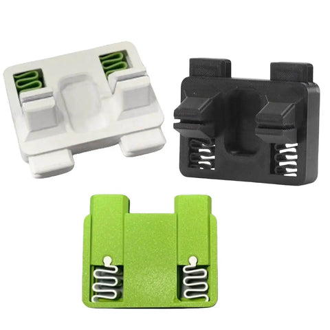 Assortment of nonslip adjustable soldering aid clamp fixtures for precise wire welding, shown in white, black, green.