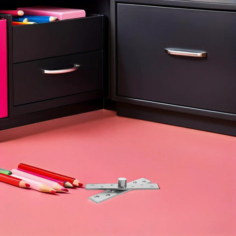 Hidden Door Pivot Hinges Kit 6 Pieces Pro Grade Heavy Duty Concealed Stainless Steel With 360 Degree Rotation on carpet