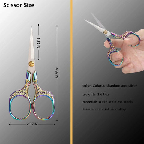 Two Pack Small Embroidery Scissors 5 Inch Craft Snips For Needlework And Sewing, 3CR13 Stainless Steel Blades With Colorful Zinc Alloy Handles