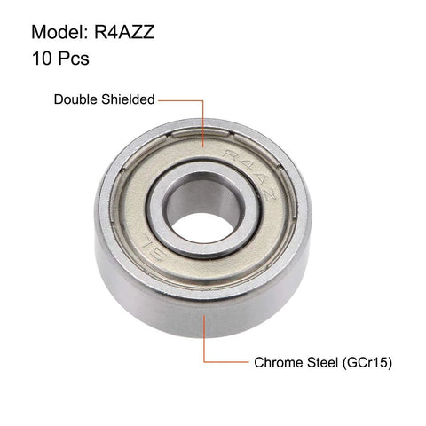 Deep groove ball bearing R4AZZ, shielded chrome steel GCr15, 1/4 in bore x 3/4 in outer x 9/32 in width