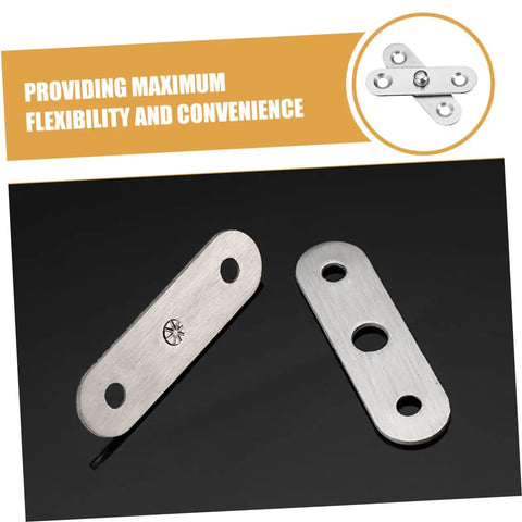 Heavy Duty Stainless Steel Concealed Pivot Hinges 360 Degree Rotation Self Closing Hidden Door Hinge System For Wardrobe Cabinets Bookcases And More 10 Pack Fondotin, close-up view of two stainless steel plates on black background