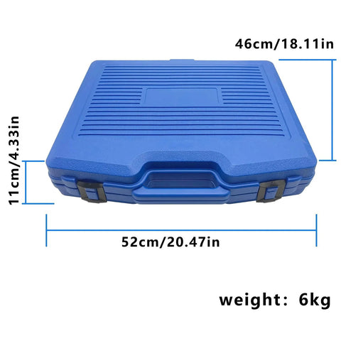 Turbo System Leak Tester Kit For Turbo Cooling And Emissions Nineteen Piece Set With Eight Pairs Of Stepped Adapters By ZKTOOL in blue carrying case