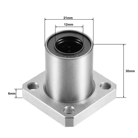 LMK12UU Square Flange Linear Ball Bearing Set 12mm Bore 21mm Outer Diameter 30mm Length Sealed On Both Sides for CNC DIY