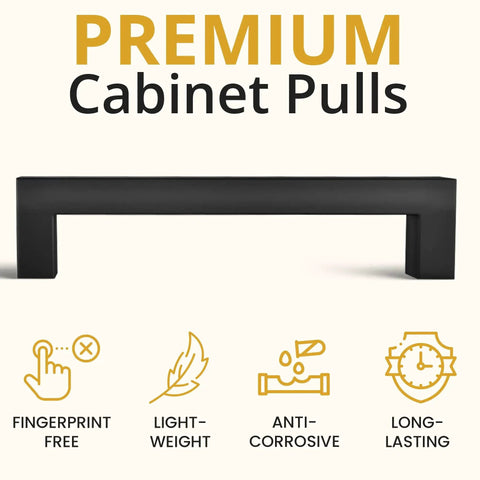 Matte Black Cabinet Pulls 25 Pack, 5.5 Inch Length With 5 Inch Hole Spacing, Modern Minimalist Handles for cabinets and drawers