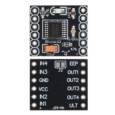 8 Pack DRV8833 Motor Drive Module Dual H Bridge Controller with protection features, black circuit board front view.