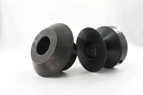90 Degree Hem Roll Die Set for Bead Rollers, 12.7mm One Half Inch Step One, Pro Grade Black Oxide Coated, 22mm shafts, side view