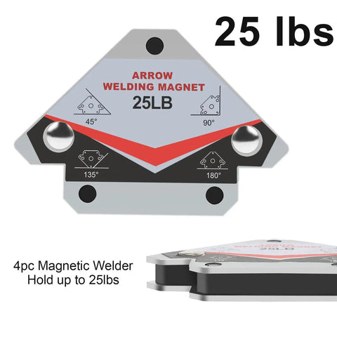 Six Piece Magnetic Welding Magnet Set With Twenty Five Pound And Fifty Five Pound Holding Power Heavy Duty Magnetic Welding Holders