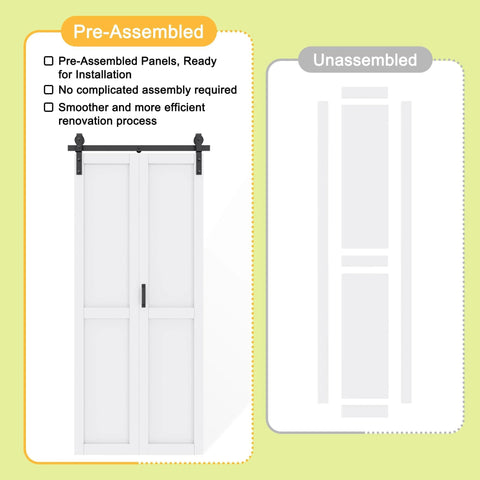 40 By 84 Inch Paintable White Primed Bi Fold Barn Door With Track Kit For Interior Doors Water Resistant Bifold Sliding Door