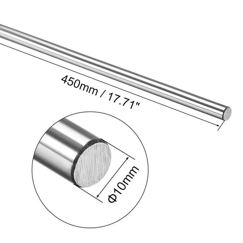 10mm By 450mm Hardened Chrome Plated Linear Motion Shaft And Guide With Chamfered Ends For Easy Bearing Fit, steel rod for CNC