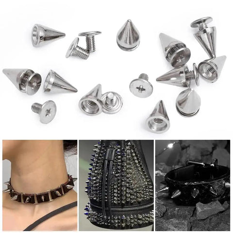 Screw Back Studs And Spikes Rivets For Metal Punk Clothes Shoes Bags Leather, zinc alloy, 10 pcs set, 7x10mm, necklace, bag, bracelet