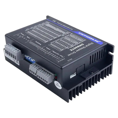 TE Series Digital Stepper Driver for Nema 34 Motors, 2.4-7.2A, black housing with connectors, high efficiency motion controller