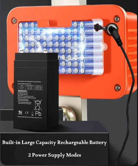 Close-up of Beefy 3000kg Digital Crane Scale rechargeable battery with wiring and large capacity for industrial use.