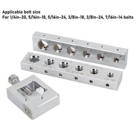 Achieve precise bolt drilling and secure safety wire installations with this carbon steel drill jig set, compatible with M6 to M12 bolts