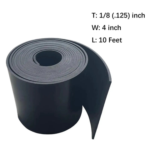 Heavy Duty Solid Rubber Strips One Eighth Inch Thick By Four Inch Wide Ten Foot Long With Adhesive Backing rolled up