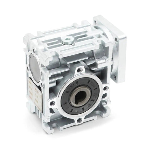 Beefed-Up NMRV 030 Worm Gear Reducer For NEMA 23 Motors 30 To 1 Reduction showing input and output shafts