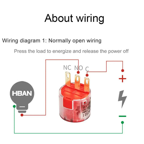 Wiring diagram for Metal Emergency Stop Push Switch with Normally Open contacts showing electrical connections and components.