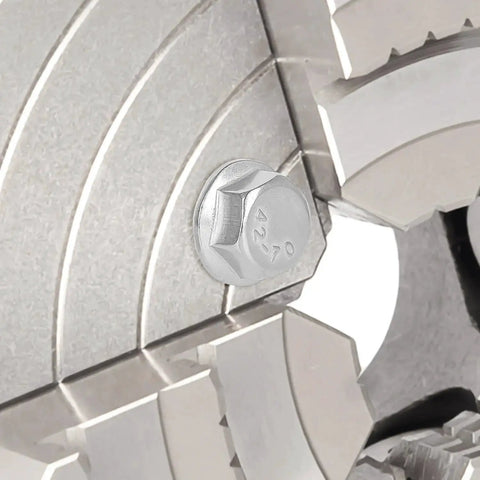 Heavy Duty 1/4-20 X 1 Inch Flanged Hex Head Bolt, Stainless Steel 304, installed in machine, flanged washer head, silver