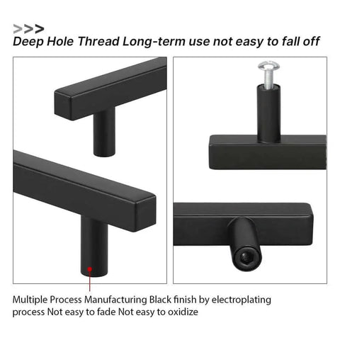 Black Cabinet Pulls 3 Inch Drawer Pulls 5 Pack Bar Pulls For Cabinets Kitchen Hardware Handles With Mounting Screws Included Hollow But Solid After Install close-up view