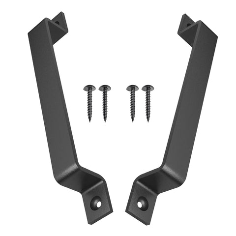 2 Pack 10 Inch Rustic Barn Door Handle Black Steel Pull for Sliding Doors with screws for Gates Garages Sheds Fences Closets Pantries