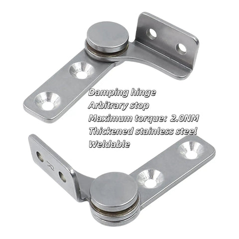 Damping hinge set with 2 Nm torque for furniture, 0.68 inch shaft, 304 stainless steel, left and right pair shown in image.