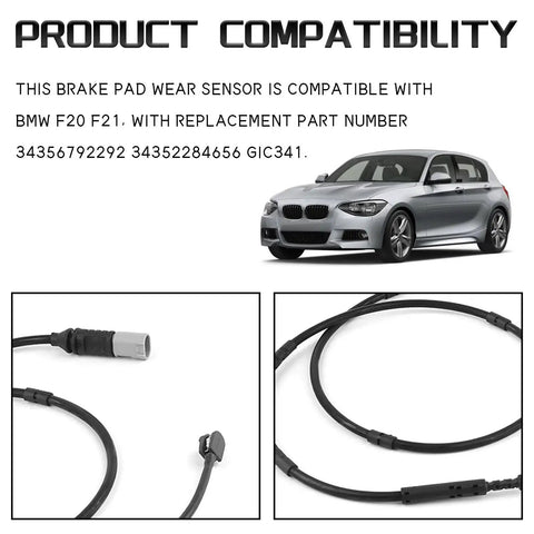 Brake pad wear sensor cable for BMW F20/F21/F30/F31/F32/F33, front and rear, black with connectors