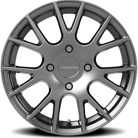 18 Hellion Vision Gunmetal Wheel Rim 15x6.5 Inch With 4x100 Bolt Pattern And 38mm Offset For Cars Dope Alloy Rim In Gunmetal Finish