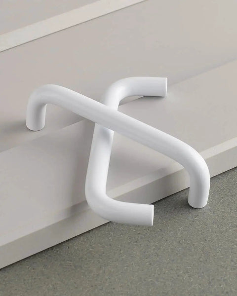 Bright White 3.8 Inch Cabinet Pulls 5 Pack Aluminum Alloy Drawer Handles for Cabinets and Drawers 96mm Hole Center Curved Tray Style Modern Closet Hardware Rust Resistant Moisture Proof