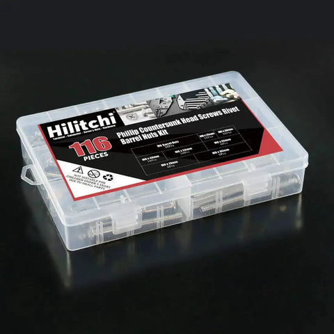 Phillips Countersunk M6 Screws Set 20, 30, 40, 50, 60, 70, 80mm Assorted Bolts Dowel Barrel Nuts Hardware Kit in storage case