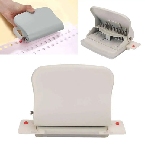 Heavy Duty Metal Hole Punch For Home Office Desk, 10 Hole Punch That Punches Up To 10 Sheets, handheld desktop paper punch in white