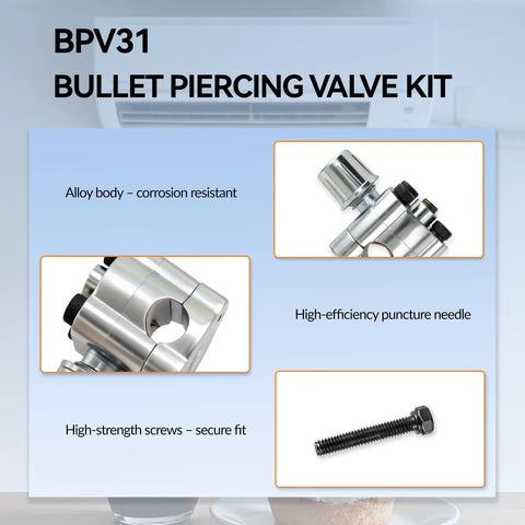 BPV-31 Bullet Piercing Valve Kit, 4-pack, alloy body with puncture needle and screws for 1/4, 5/16, 3/8 in OD pipes