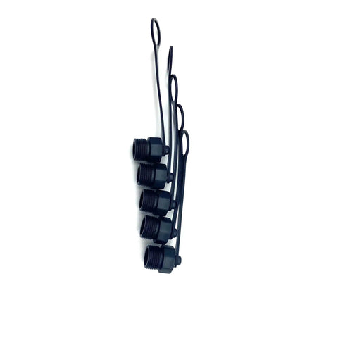 Five Piece M12 Connector Dust Covers For Female Sockets Protective Caps Black Plastic Kit with Locking String