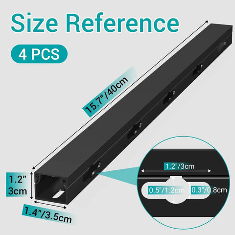 Magnetic Cable Management Raceway Kit Easy Install For Under Desk With Upgraded Aesthetic Large Hole For Thick Cables Cord Organizer, size details.