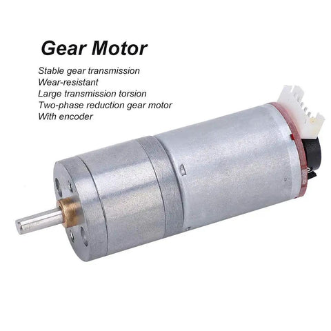 DC Gear Motor With Encoder 12V Stainless Steel High Torque Micro Speed Reducer Geared Motor 300 RPM Two Phase Encoder