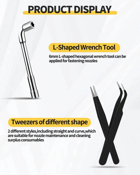 6mm L-shaped wrench tool and tweezers for 0.4mm Brass MK8 3D Printer Nozzle Set For Ender 3 V2 Ender 3 Ender 3S CR8 CR10 And More