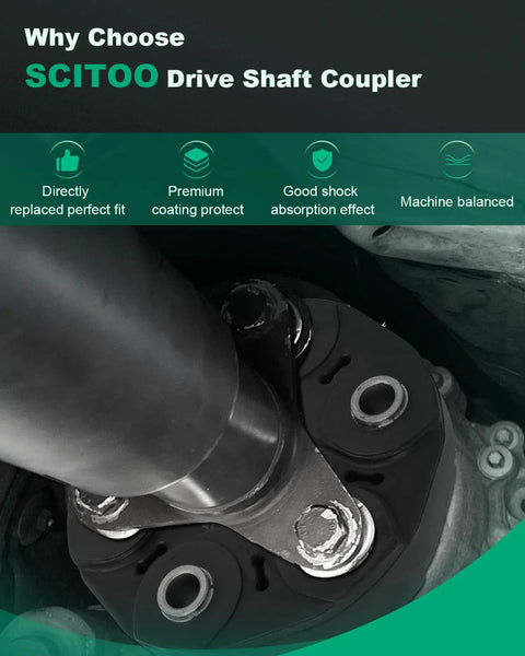 SCITOO drive shaft coupler, flex joint in black metal with bolt flanges