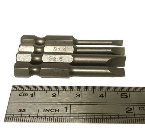Durable Magnetic Screwdriver Bit Set With 12 Piece Slotted And Phillips Bits 1/4 Inch Hex Shank S2 Steel shown with ruler
