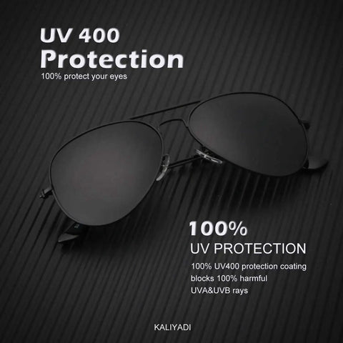 Classic Aviator Polarized Sunglasses For Men And Women Driving Sun Glasses UV Block 3 Pack Set 58mm Lenses All Day Eye Protection Dope Retro Style For Any Adventure with UV400 protection shown on dark background.