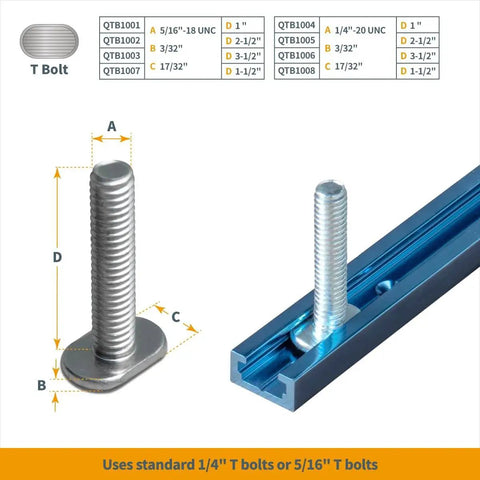 Close-up of 36 Inch Double Cut Universal T Track Set with Predrilled Mounting Holes for woodworking jigs in anodized aluminum.