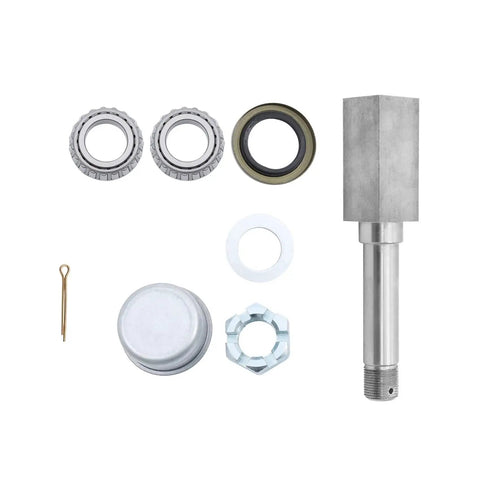 5 On 4.5 Inch Trailer Hub Kit With Square BT16 Spindle And Complete Bearing Set Including L44649 L44610 Bearings Grease Seal Dust Cap Lug Nuts Spindle Nut Washer And Cotter Pin For Easy Towing And Durable Trailer Axle Upgrade components