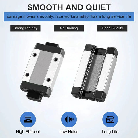 MGN12 450mm Linear Rail Guide With MGN12H Bearing Block For DIY 3D Printing Easy Install Pre Drilled Holes front and side view