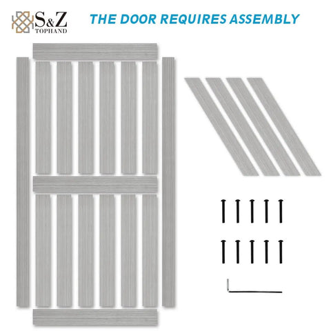 Elephant Gray Barn Door 36 Inch By 84 Inch MDF Solid Slab With Waterproof PVC Surface Includes 6.6 Foot Sliding Hardware Kit components