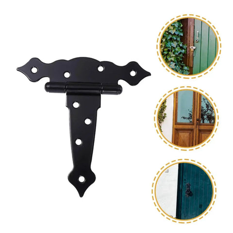 Black Painted Wrought Iron Strap Door Hinge Heavy Duty T Strap Decorative Hardware for doors cabinets sheds