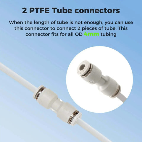PTFE Filament Tube 2.5mm ID 4mm OD 5m With 2 Couplers And Tubing Cutter For Bambu Lab X1 X1C P1P P1S A1 A1 Mini Prusa MMU3 Creality