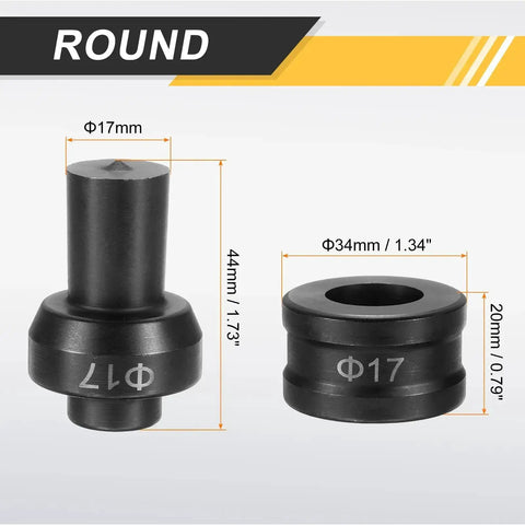 Hydraulic Hole Punch Die 17mm Round For CH60 Electric Punching Machine 40Cr Steel Black Finish Upper Lower Dies Dimensions